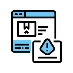 Poster - Web Browser Window, Credit Card Icon, and Warning Sign in Light Blue