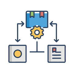 Poster - Workflow Automation Icon: Box, Gear, and Document Processing Illustration