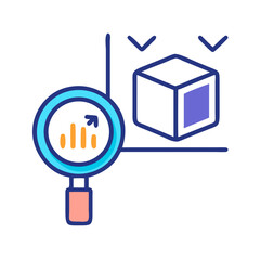 Poster - 3D Model Analysis with Magnifying Glass and Growth Chart Icon