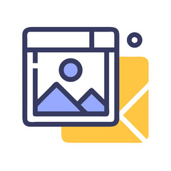 Poster - Vector illustration of the post creation icon, featuring landscape picture, mail envelope