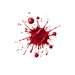 Poster - Dramatic and expressive abstract composition featuring a vivid red liquid splash with dynamic motion and fluid effects against a clean white backdrop