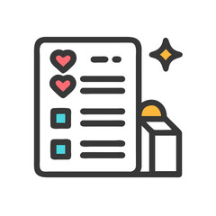 Poster - To-do list with hearts and squares next to box with sparkle