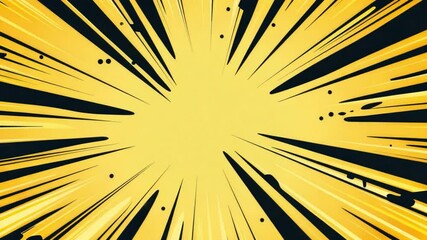 Poster - Bright Radiating Explosion Background in Vibrant Yellow and Black with Dynamic Lines and Energetic Effects