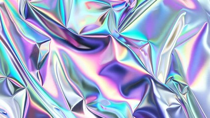 Poster - Shimmering metallic fabric displays colorful reflections, enhancing an artistic display with its dynamic texture and light play