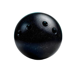 Poster - A close up image of a sleek black bowling ball with a shiny textured surface against a neutral white background highlighting its minimalist geometric form and dramatic contrast