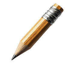 Poster - Close up of a wooden pencil with a metal sharpener attached surrounded by shavings and fragments from sharpening suggesting a workspace or educational setting
