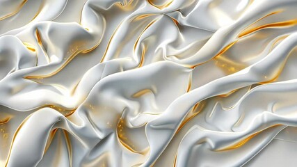Poster - Luxurious white fabric drapes gracefully with golden highlights, offering a sophisticated and serene visual for creative projects