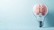 © Nataliia_Trushchenko - Brain is inside a light bulb. The brain is pink and the light bulb is clear. Concept of intelligence and the importance of the brain