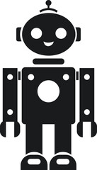 Aufkleber - Robot black flat icon. GPT chatbot icon. Artificial intelligence, trendy technology, support service, funny automation computer vector isolated on transparent background. Showcasing playful design.