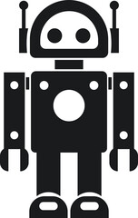 Aufkleber - Robot black flat icon. GPT chatbot icon. Artificial intelligence, trendy technology, support service, funny automation computer vector isolated on transparent background. Showcasing playful design.