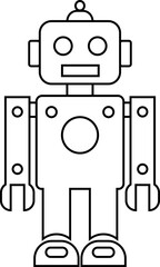 Aufkleber - Robot black linear icon. GPT chatbot icon. Artificial intelligence, trendy technology, support service, funny automation computer vector isolated on transparent background. Showcasing playful design.