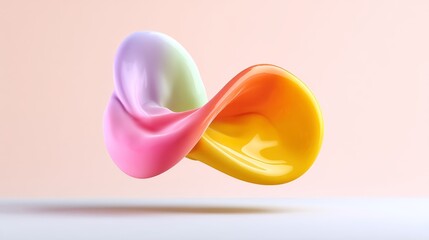 Poster - Colorful, abstract shape with a rainbow swirl. The colors are bright and vibrant, creating a sense of energy and movement. The shape appears to be floating in the air