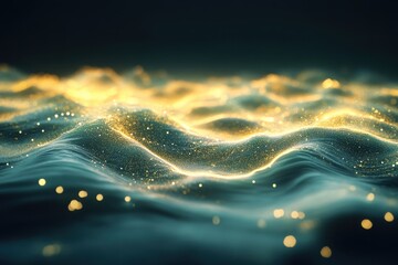 Poster - Waves of shimmering light create a mesmerizing effect on calm water surface at night