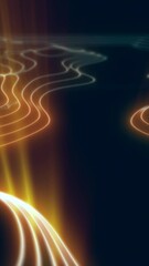 Aufkleber - glowing abstract fluid lines in a dark space, forming flowing energy paths in golden and white hues