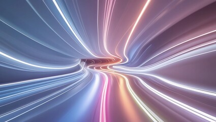 Poster - Elegant Light Trails in Soft Gradient Colors Forming a Dynamic Wave Pattern for Modern Business Solutions