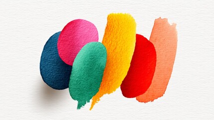 Poster - Colorful painting of paint splatters on a white background. The splatters are of different colors and sizes, creating a vibrant and dynamic scene. The painting conveys a sense of creativity
