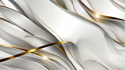 Poster - Swirling white and gold elements create a smooth, contemporary look in a captivating abstract style