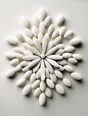 Aufkleber - Wellness Minimalism Expressed Through a Clean White Pill Arrangement Resembling a Blooming Flower