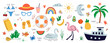 © dezignstock - trendy, tropical fruits, desserts, summer elements. naive, summer set, isolated figures on a white background. minimalist, childish, naive style. for print, banner, social network, business. art png
