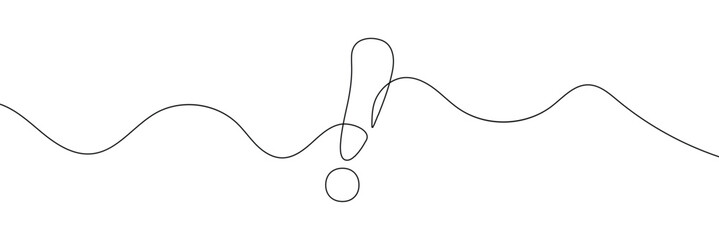 Aufkleber -  Continuous linear drawing of exclamation mark. Single-line drawing of an exclamation mark. Exclamation mark in one line style. Vector illustration.