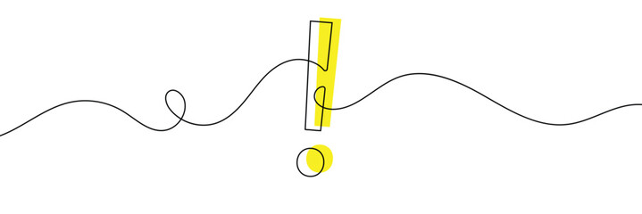 Aufkleber -  Continuous linear drawing of exclamation mark. Single-line drawing of an exclamation mark. Exclamation mark in one line style. Vector illustration.