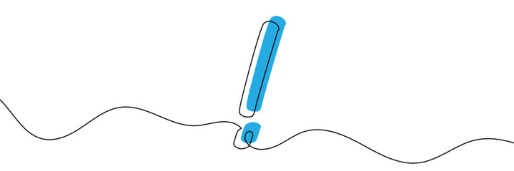Aufkleber -  Continuous linear drawing of exclamation mark. Single-line drawing of an exclamation mark. Exclamation mark in one line style. Vector illustration.