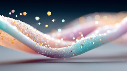 Poster - Colorful, swirling line of glittery material. The colors are bright and the line is wavy