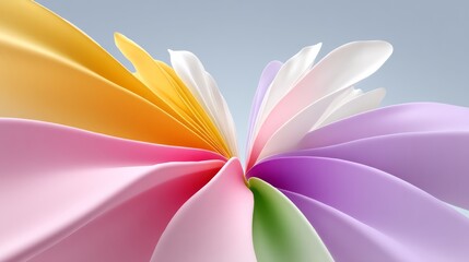 Poster - Colorful flower with a rainbow of colors. The flower is made up of many different colors, including pink, green, and yellow. The image has a bright and cheerful mood