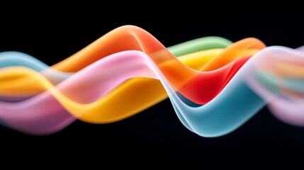 Poster - Colorful wave of light is shown in a black background. The colors are bright and vibrant, creating a sense of energy and movement. The image is abstract and artistic