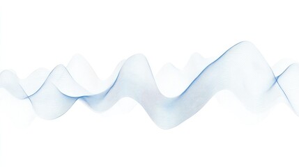Poster - Abstract wavy lines in shades of blue on a white background.