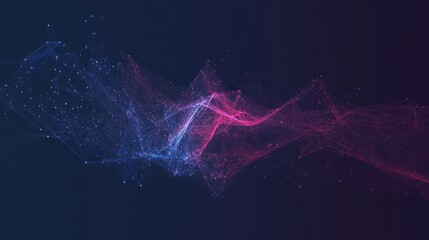 Poster - Abstract digital art with blue and pink flowing particle effect on dark background.