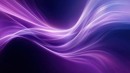 Poster - Abstract flowing waves of purple and blue color against a dark background.