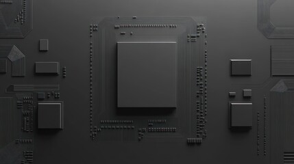 Poster - Close-up of a dark gray integrated circuit board with various components.