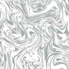 Poster - Fluid silver swirls dance in white space creating a mesmerizing chaotic yet elegant pattern