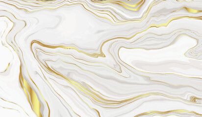Poster - Goldstreaked white marbles elegant swirl