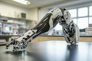 Poster - Robotic arm displayed on the laboratory table showcasing advanced technology and design