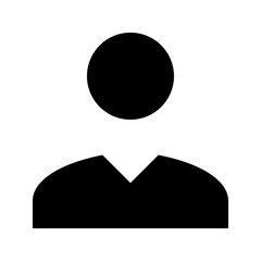 Poster - Simple black silhouette of a person with a round head and shoulders on a white background design icon
