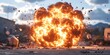 Fiery Explosion Urban Scene.