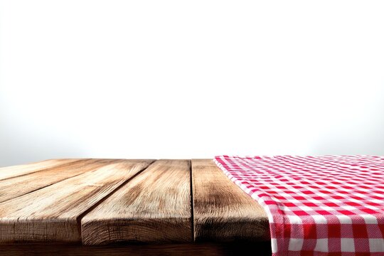 Wooden table with red checkered tablecloth (8)