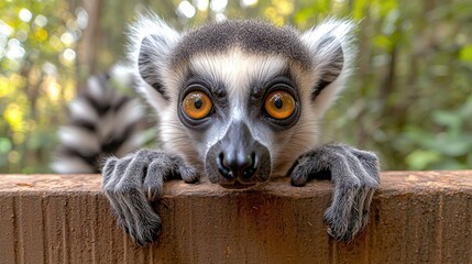ultra-realistic ring-tailed lemur portrait in madagascan forest – national geographic style wildlife