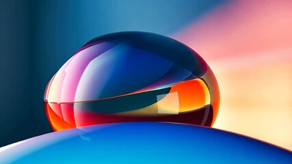 Poster - Enchanting interplay of light and color with a mesmerizing glass orb on a sleek surface during a tranquil evening Generative AI