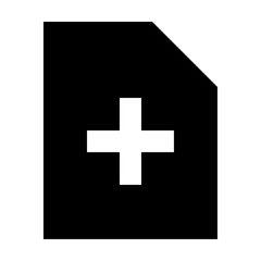 Poster - Black document icon with a white plus sign in the center and a folded corner indicating a new file type