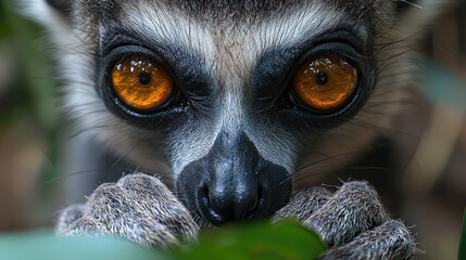 ultra-realistic ring-tailed lemur portrait in madagascan forest – national geographic style wildlife