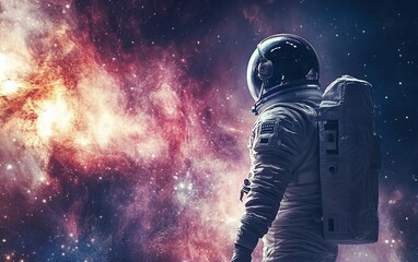 Wall Mural - astronaut in space gazing at a nebula