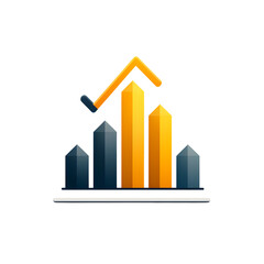 Poster - Stylized upward trending graph or chart icon representing business growth financial progress and corporate success