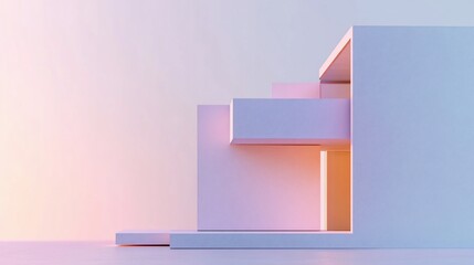 Aufkleber - Abstract architecture with pastel colors and geometric shapes in a minimalistic design