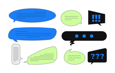 Poster - assorted chat bubbles for messaging ui 2d cartoon objects set. conversation, feedback, digital commu
