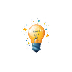 Poster - A glowing yellow light bulb against a white background symbolizing a bright innovative idea or creative