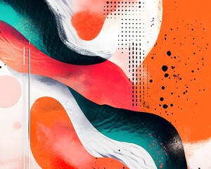 Poster - An abstract design showcasing vibrant colors and fluid shapes. The interplay of bold hues creates a dynamic visual experience, ideal for modern art or digital projects.