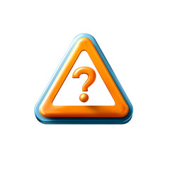 Poster - An orange and blue triangular shape containing a question mark symbol representing uncertainty curiosity and the search for information or solutions